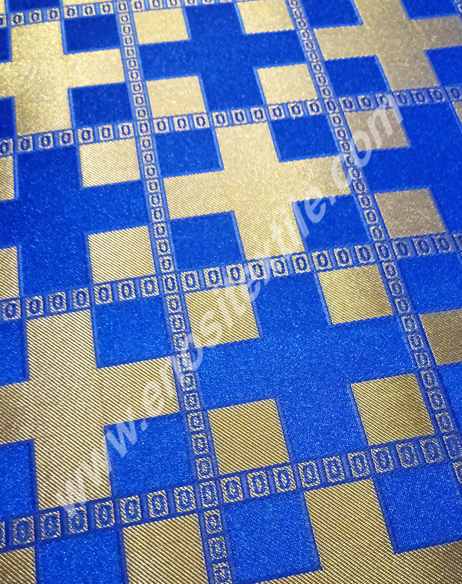 KL-018 Blue-Gold Brocade Fabrics